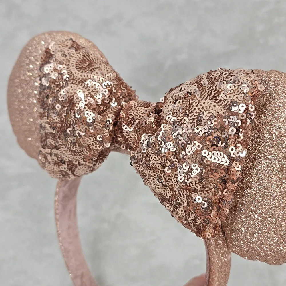 Disney Minnie Mouse Rose Gold Glitter and Sequin Headband - Picture 2 of 6